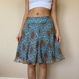 2000s Laundry Blue Abstract Midi Skirt Sz 4